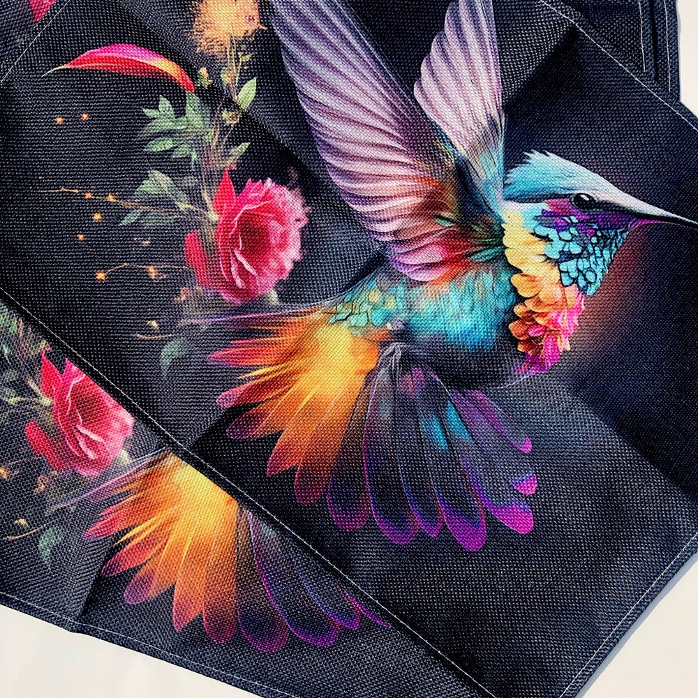 4 pc Hummingbird Flower Linen Table Mat - Picture 3 of 3